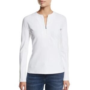 Tibi White Structured Crepe Zip Up Top Size 12
